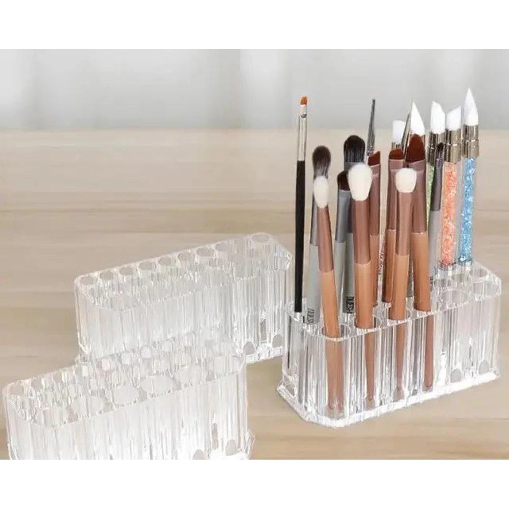 Органайзер прозорий акриловий - підставка для зберігання пензлів на 26 лунок