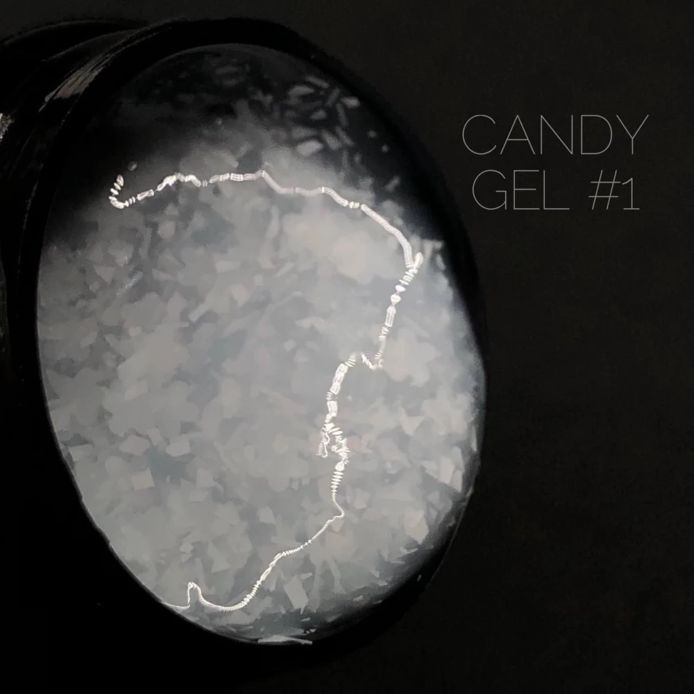 Гель для дизайну нігтів Candy Crooz №1 (молочно-білий з ефектом фольги та слюди), 5 мл