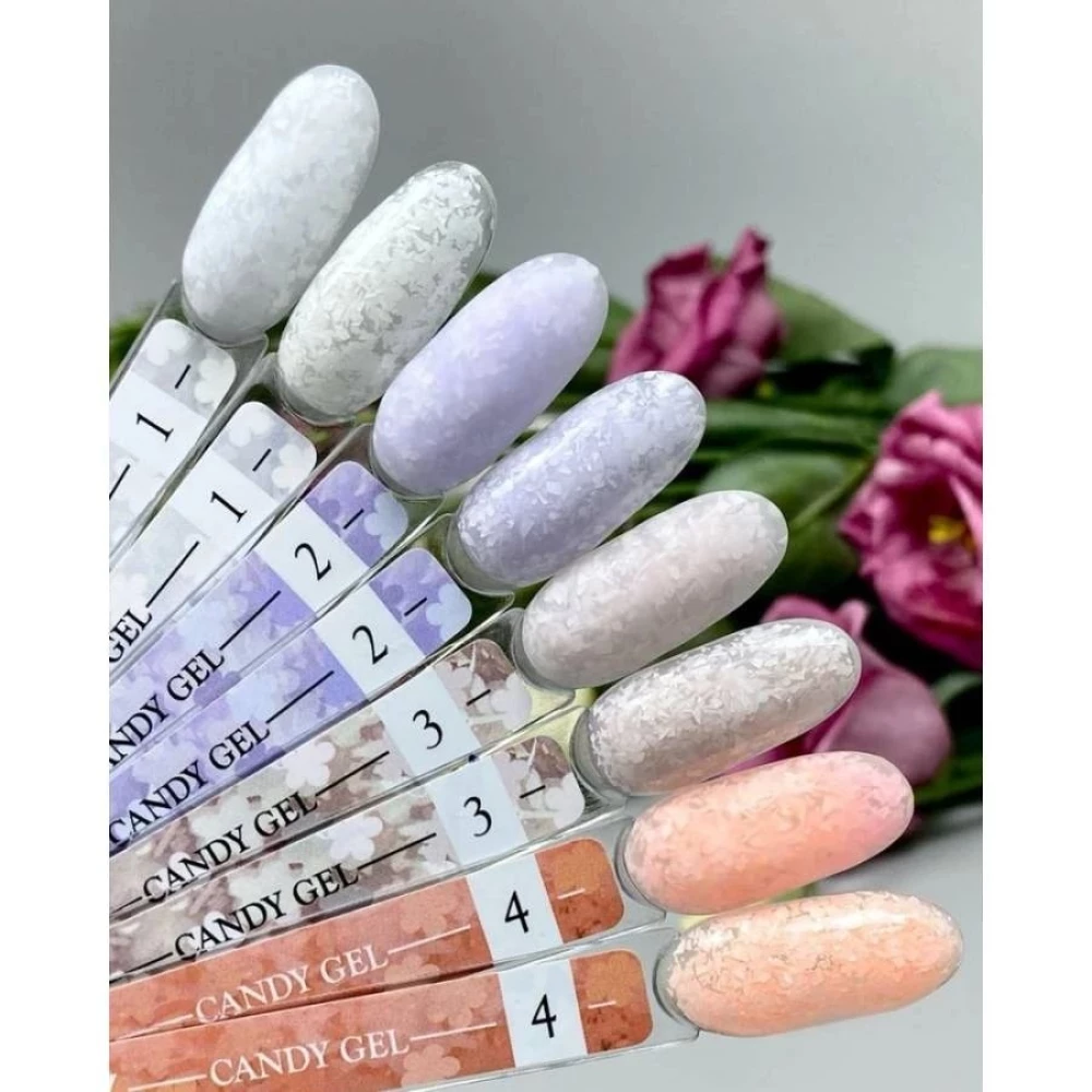 Гель для дизайну нігтів Candy Crooz №1 (молочно-білий з ефектом фольги та слюди), 5 мл