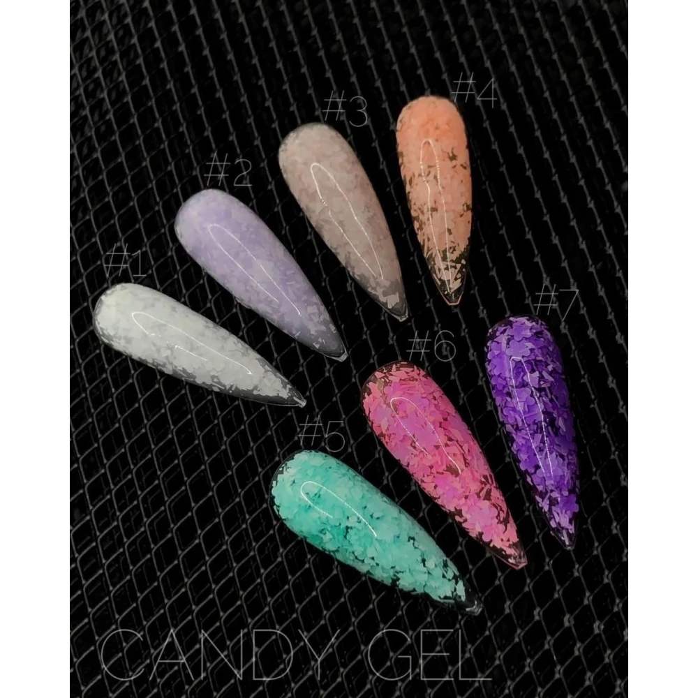 Гель для дизайну нігтів Candy Crooz №1 (молочно-білий з ефектом фольги та слюди), 5 мл