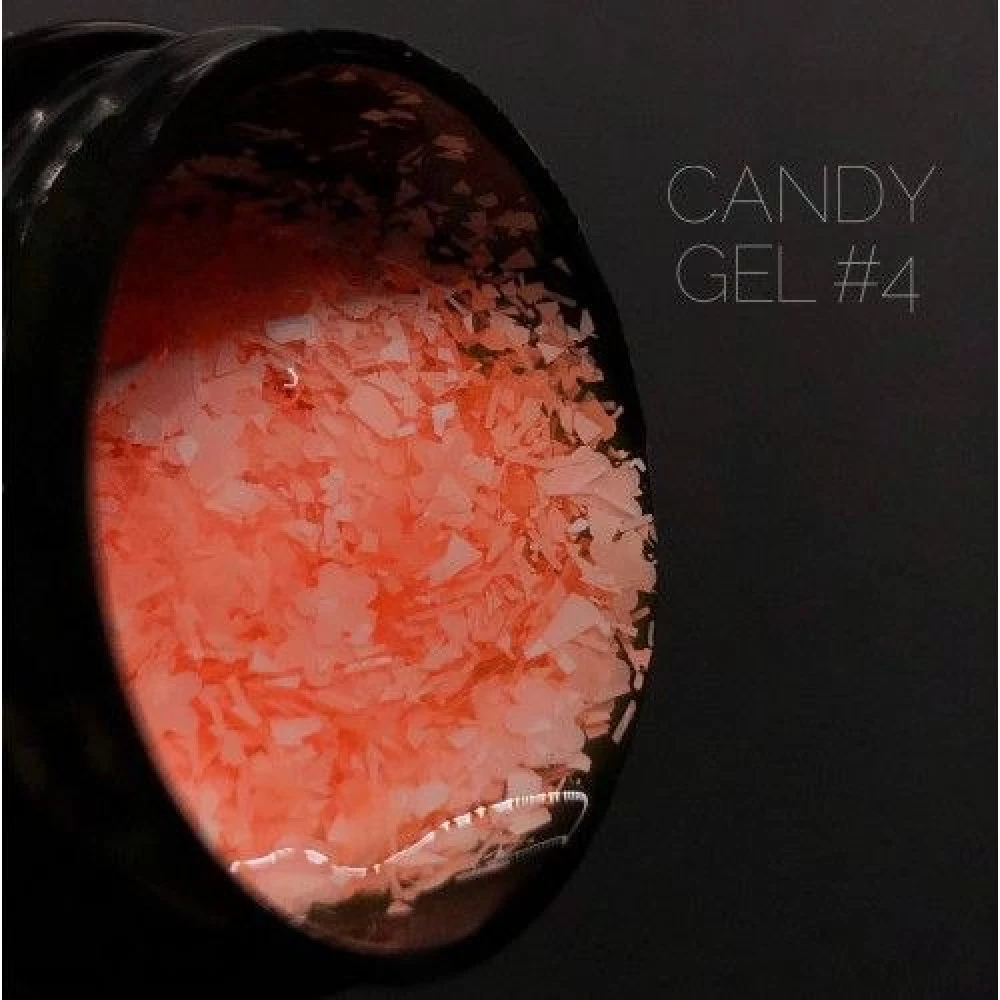 Гель для дизайну нігтів Candy Crooz №4 (яскравий помаранчевий з ефектом фольги та слюди), 5 мл