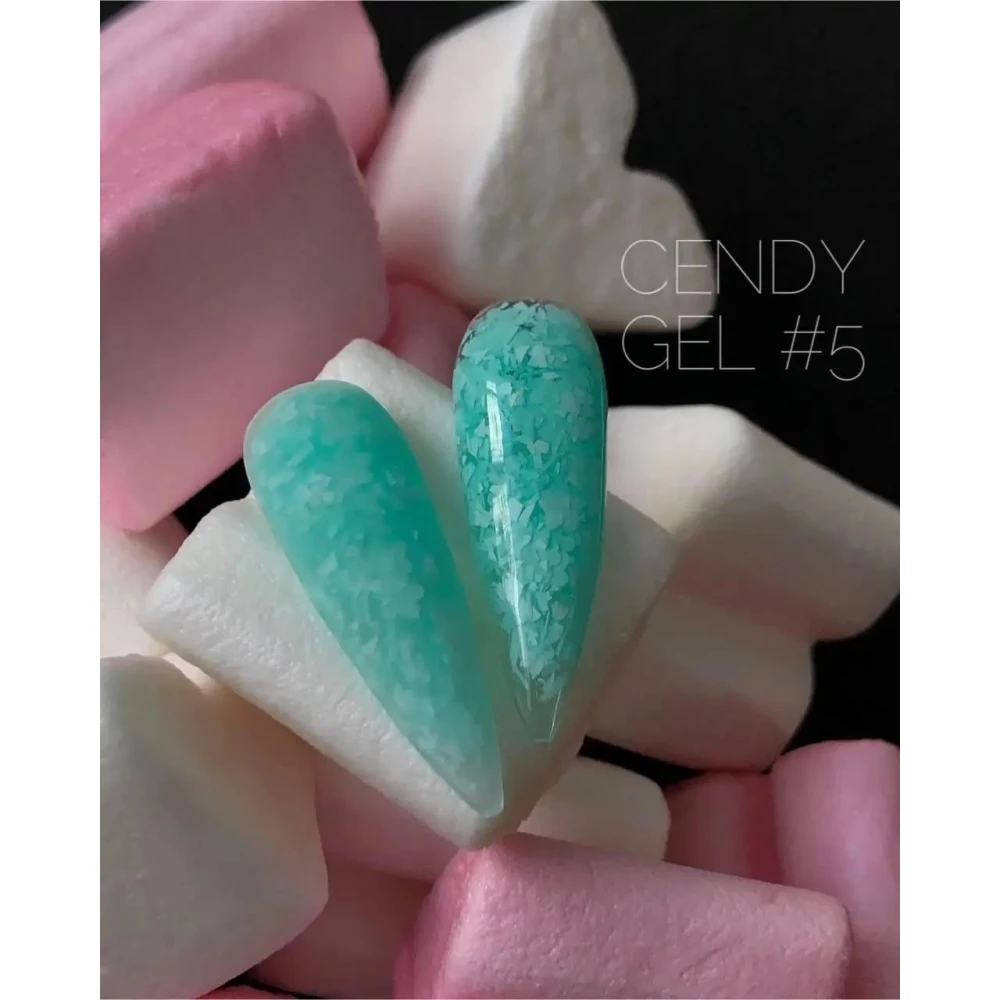 Гель для дизайну нігтів Candy Crooz №5 (бірюзовий з ефектом фольги та слюди), 5 мл