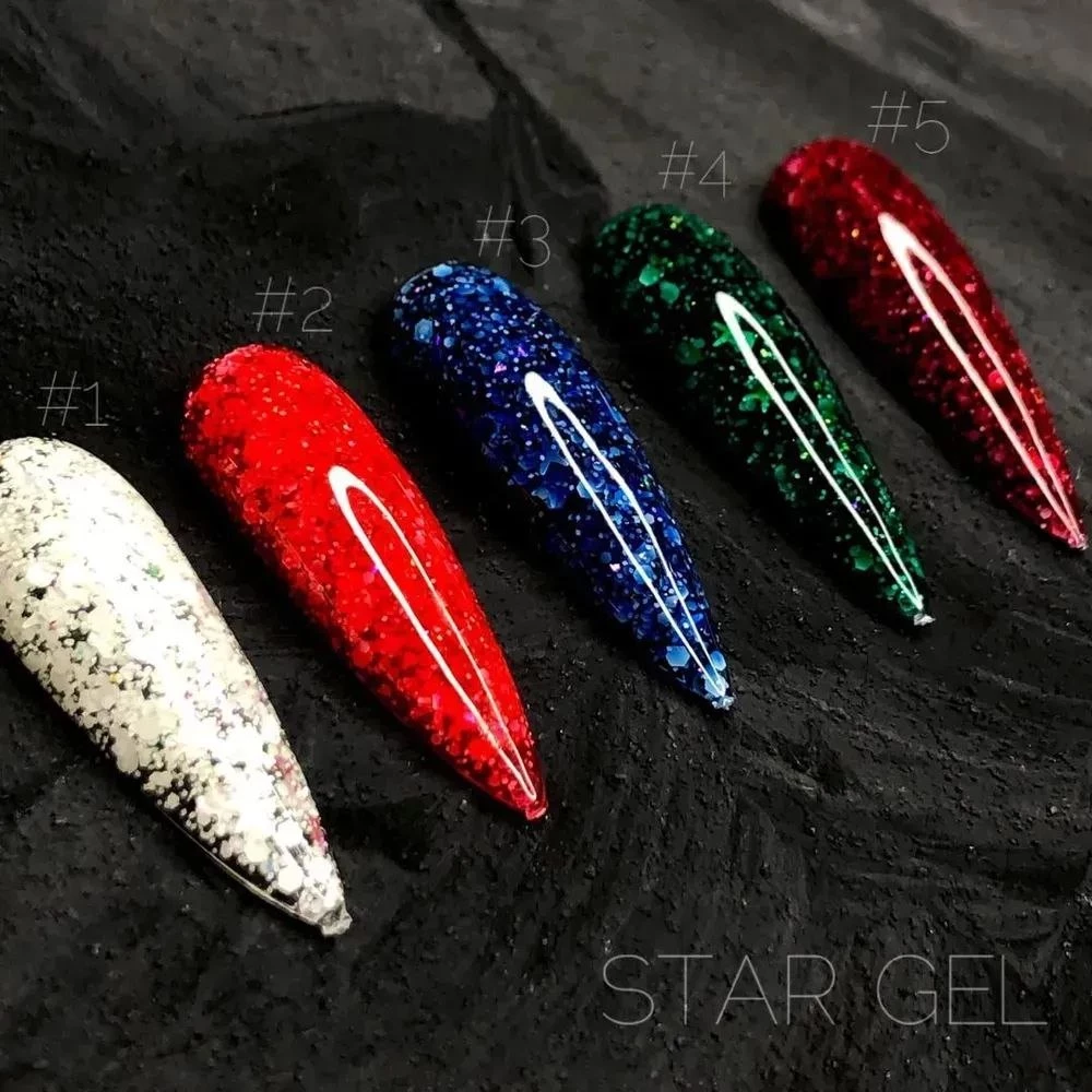Гель для дизайна Crooz Star gel №04 (микс зеленых конфетти), 5 мл