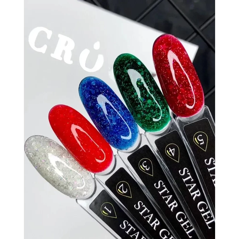 Гель для дизайна Crooz Star gel №04 (микс зеленых конфетти), 5 мл