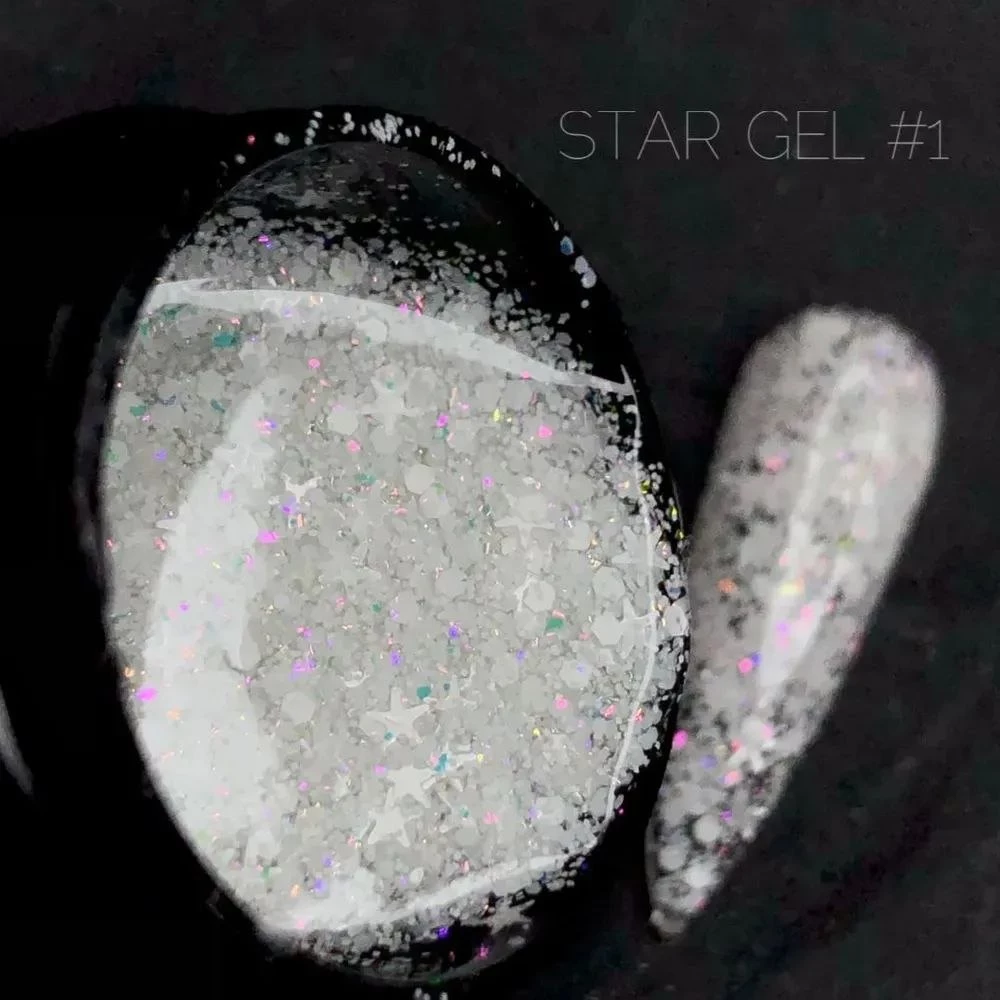 Гель для дизайну Crooz Star gel №01 (мікс білих конфетті), 5 мл