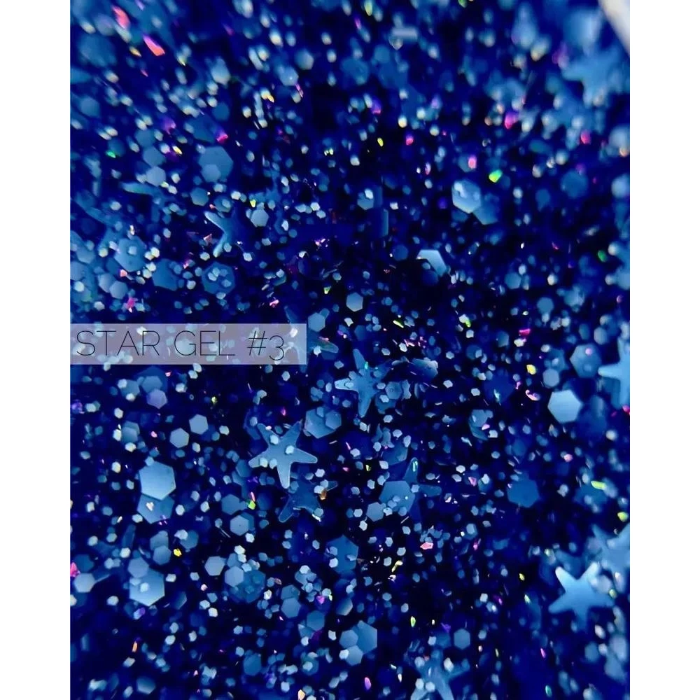 Гель для дизайну Crooz Star gel №03 (мікс синіх конфетті), 5 мл