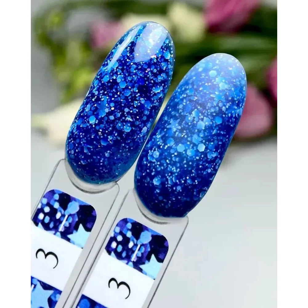 Гель для дизайну Crooz Star gel №03 (мікс синіх конфетті), 5 мл