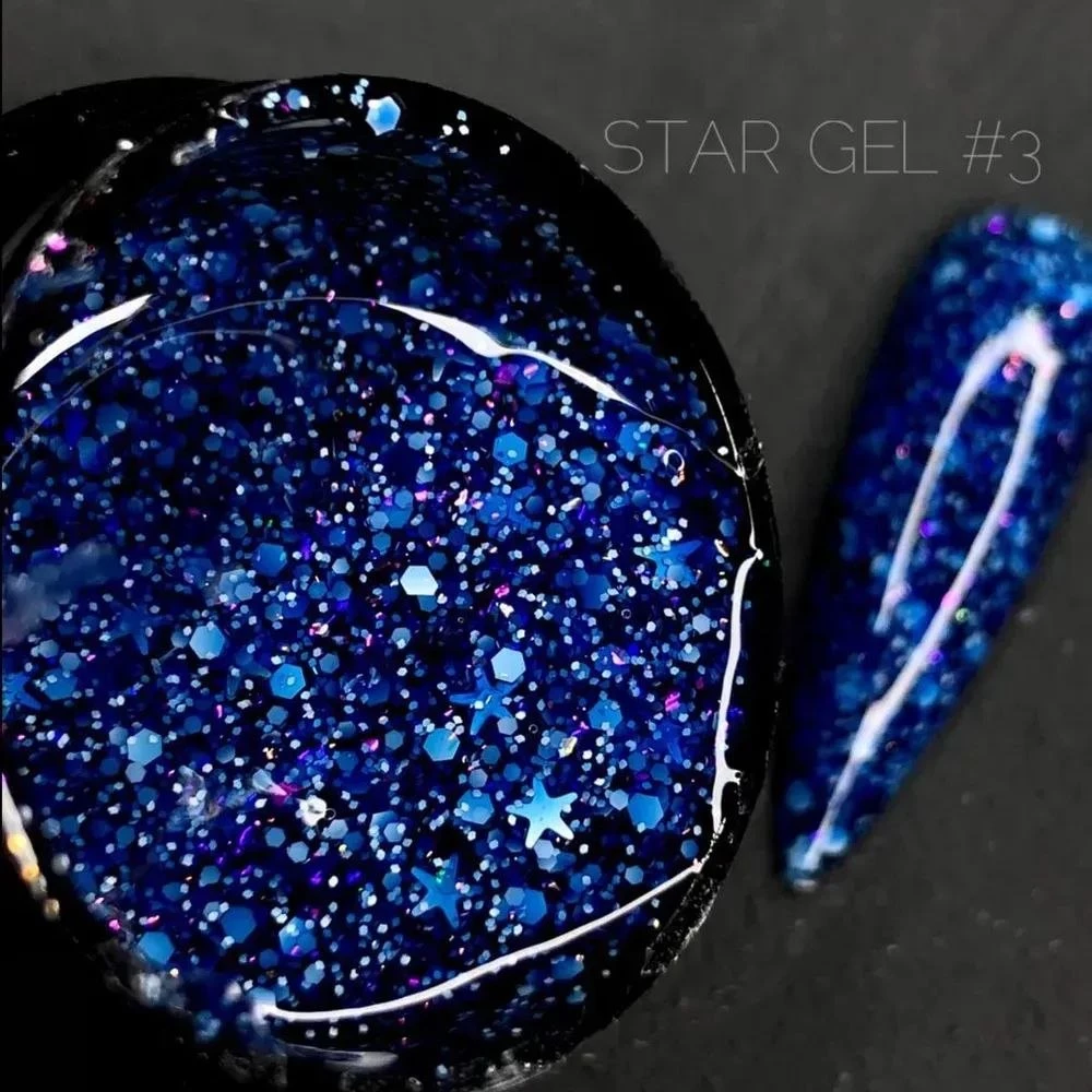 Гель для дизайну Crooz Star gel №03 (мікс синіх конфетті), 5 мл