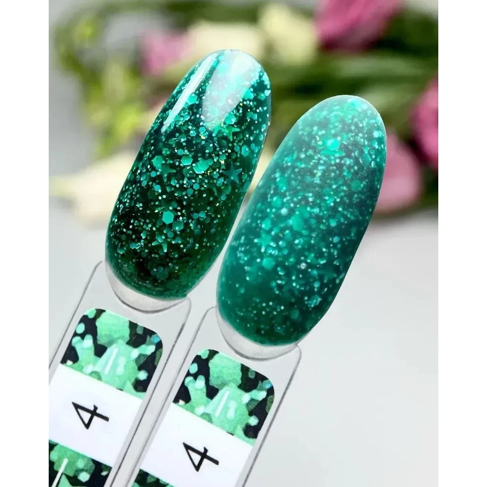 Гель для дизайна Crooz Star gel №04 (микс зеленых конфетти), 5 мл