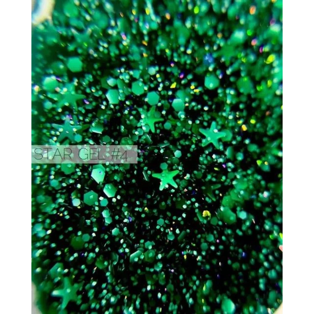 Гель для дизайна Crooz Star gel №04 (микс зеленых конфетти), 5 мл