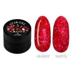 Гель для дизайну Crooz Star gel №05 (мікс малиново-бордових конфетті), 5 мл