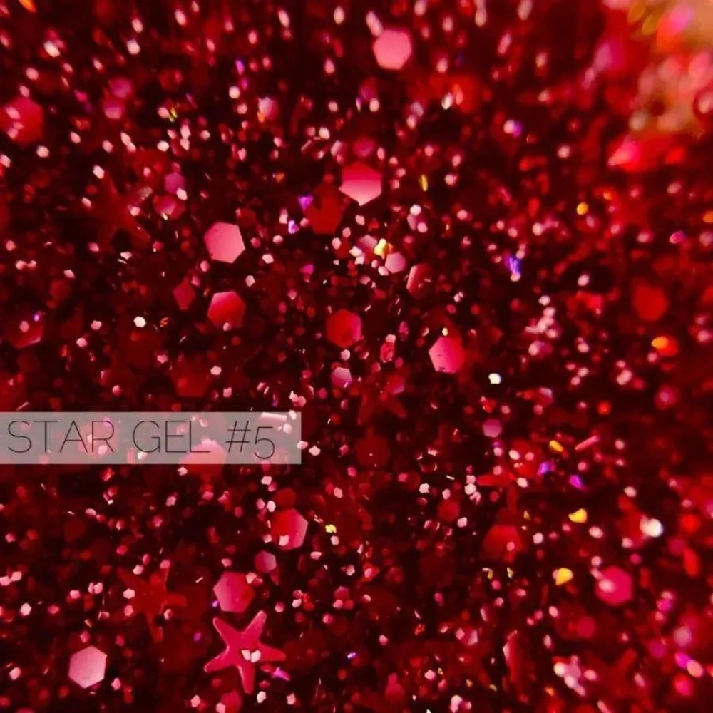 Гель для дизайну Crooz Star gel №05 (мікс малиново-бордових конфетті), 5 мл