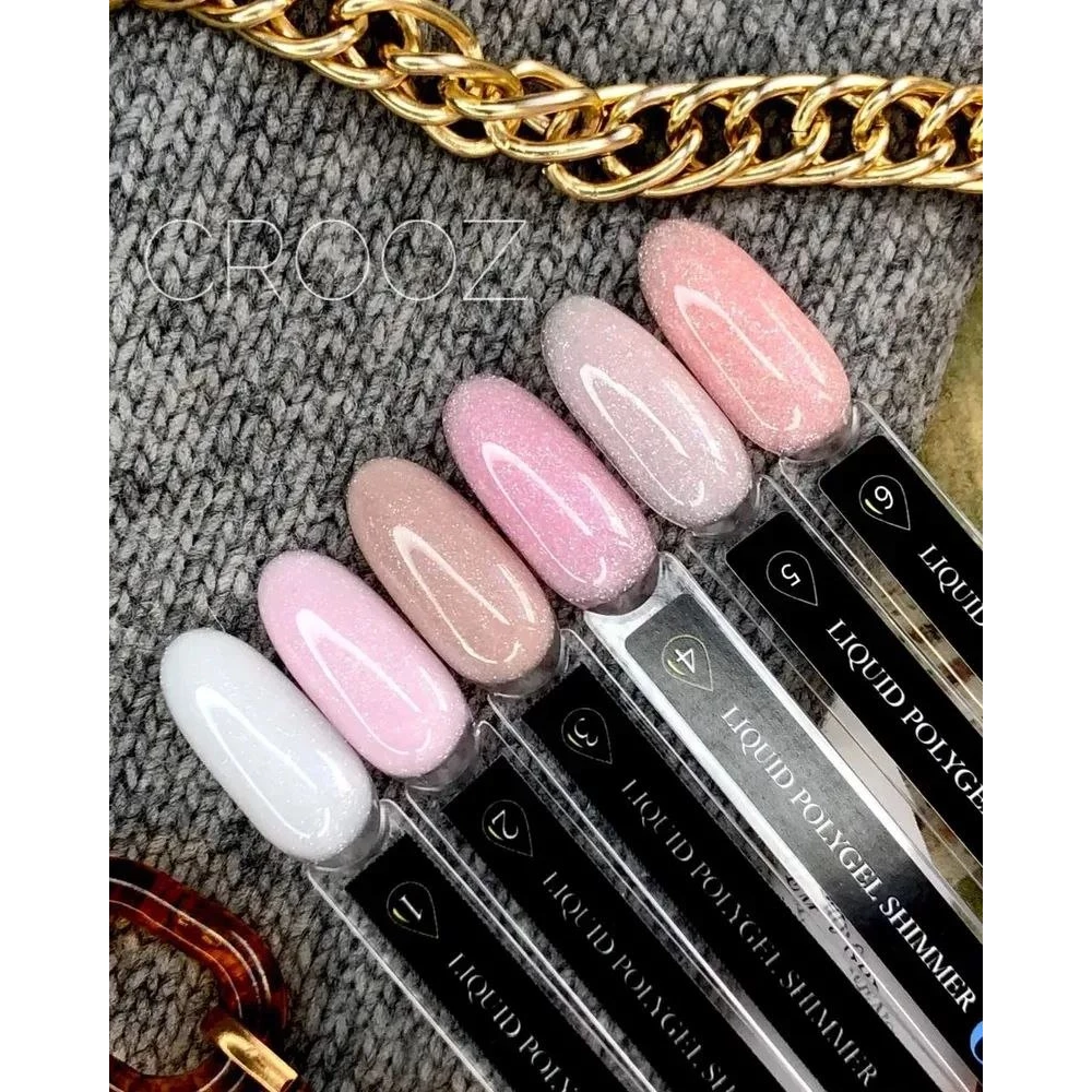 Жидкий полигель Crooz Liquid Polygel Shimmer №03 (нежно-бежевый с шимером), 15 мл