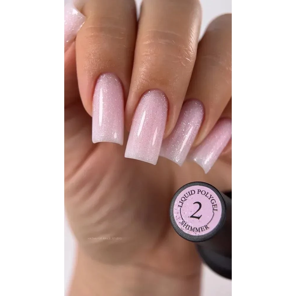 Рідкий полігель Crooz Liquid Polygel Shimmer №02 (світло-рожевий), 15 мл