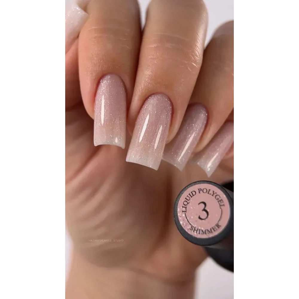 Жидкий полигель Crooz Liquid Polygel Shimmer №03 (нежно-бежевый с шимером), 15 мл