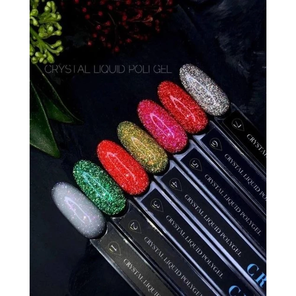 Рідкий полігель №04 CRYSTAL Liquid Polygel Crooz (жовтий зі світловідбивними блискітками), 15 мл