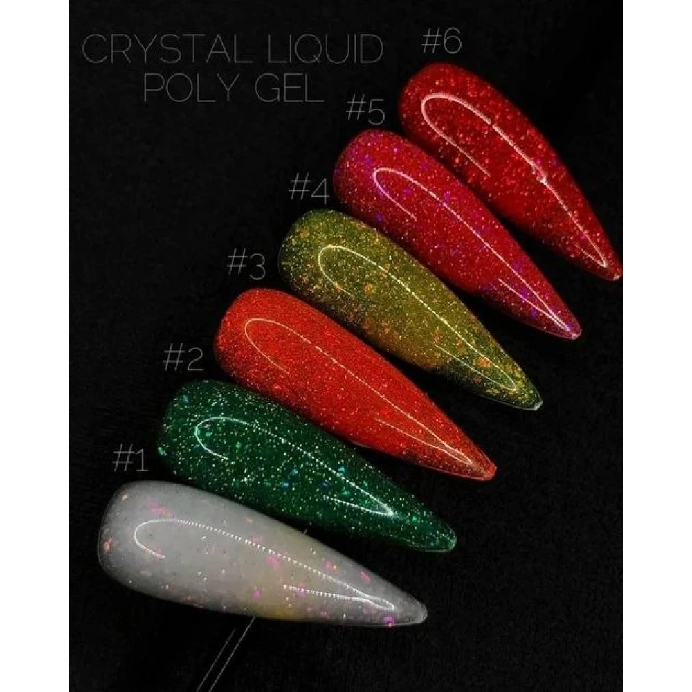 Рідкий полігель №04 CRYSTAL Liquid Polygel Crooz (жовтий зі світловідбивними блискітками), 15 мл