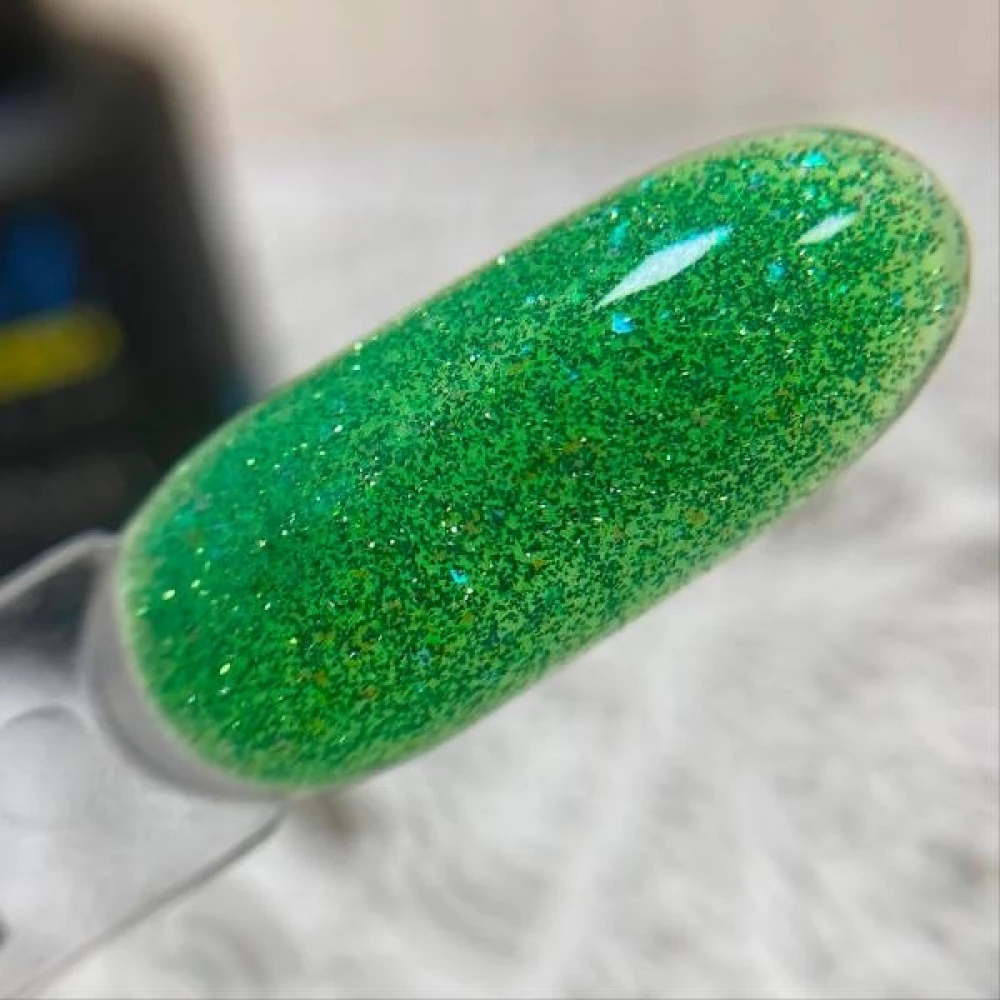 Жидкий полигель №02 CRYSTAL Liquid Polygel Crooz (зеленый со светоотражающими блестками), 15 мл