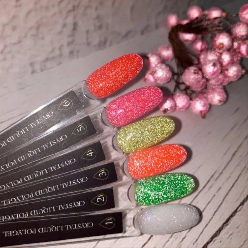 Рідкий полігель №04 CRYSTAL Liquid Polygel Crooz (жовтий зі світловідбивними блискітками), 15 мл
