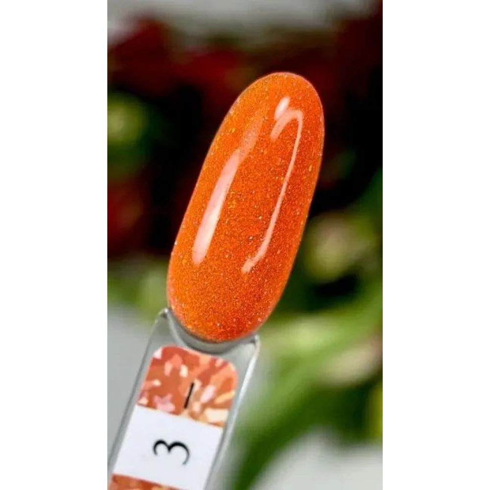 Рідкий полігель №03 CRYSTAL Liquid Polygel Crooz (помаранчевий зі світловідбивними блискітками), 15 мл