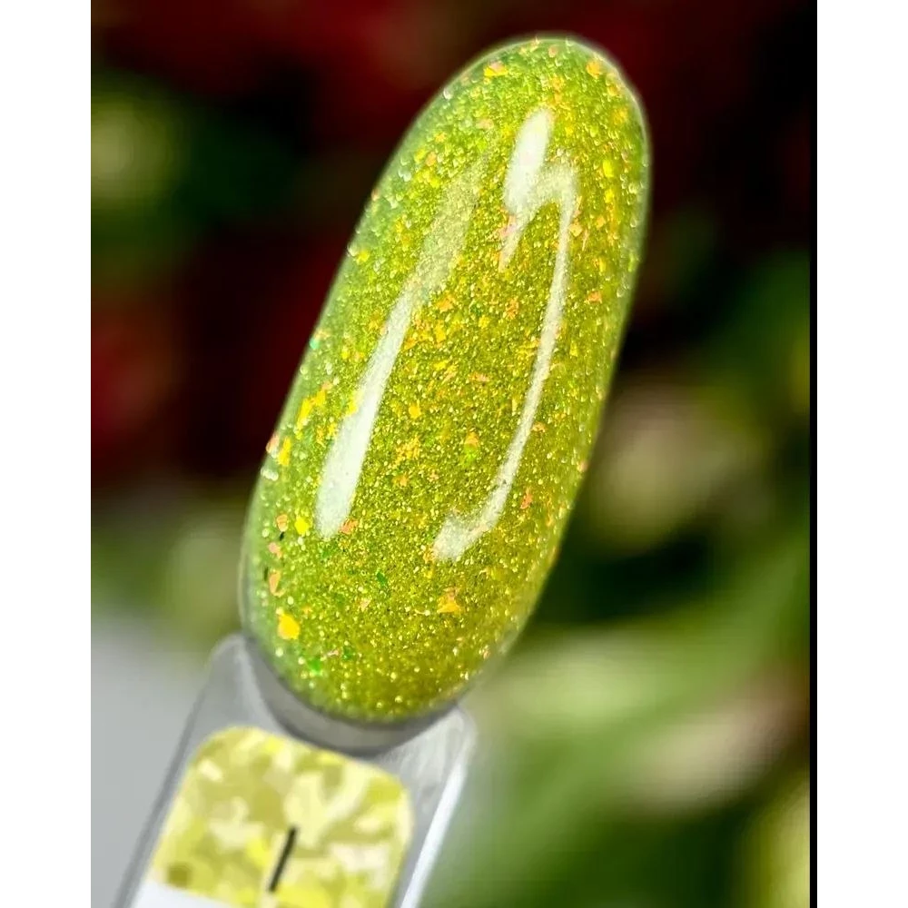 Рідкий полігель №04 CRYSTAL Liquid Polygel Crooz (жовтий зі світловідбивними блискітками), 15 мл