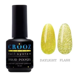 Рідкий полігель №04 CRYSTAL Liquid Polygel Crooz (жовтий зі світловідбивними блискітками), 15 мл