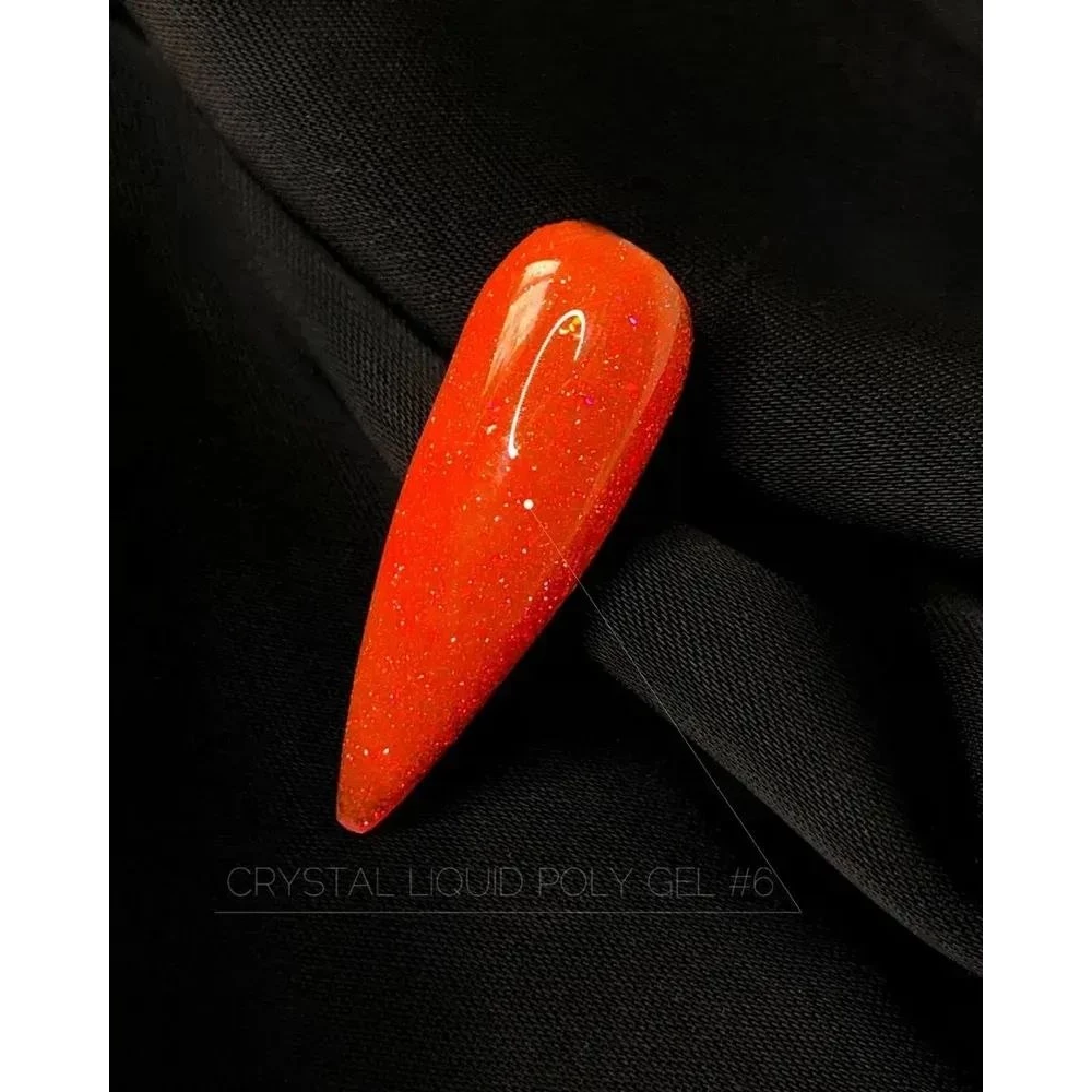 Жидкий полигель №06 CRYSTAL Liquid Polygel Crooz (коралловый со светоотражающими блестками), 15 мл