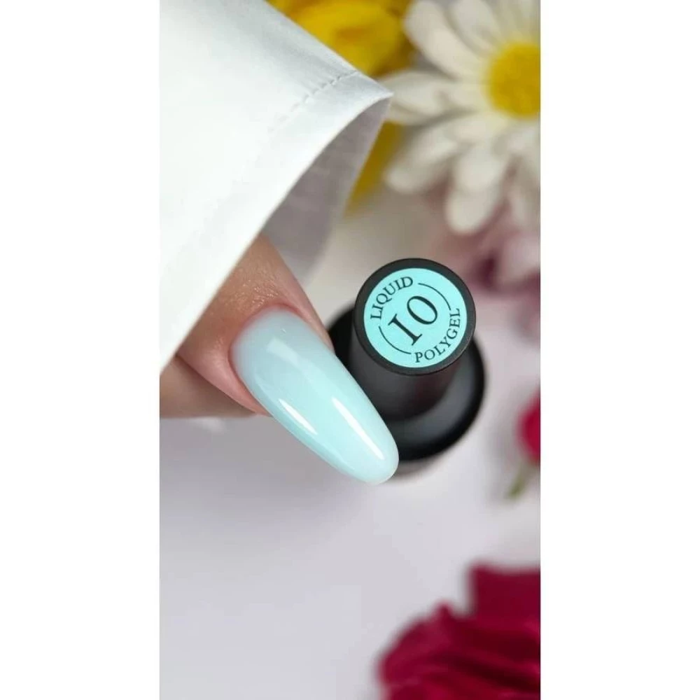 Рідкий полігель Crooz Liquid Polygel №10 (м'ятно-блакитний, бірюзовий), 15 мл