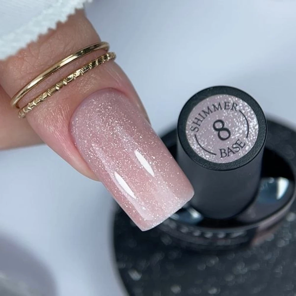 База Shimmer Base №8 Crooz, (персиково-бежевая с серебристым шимером), 8 мл