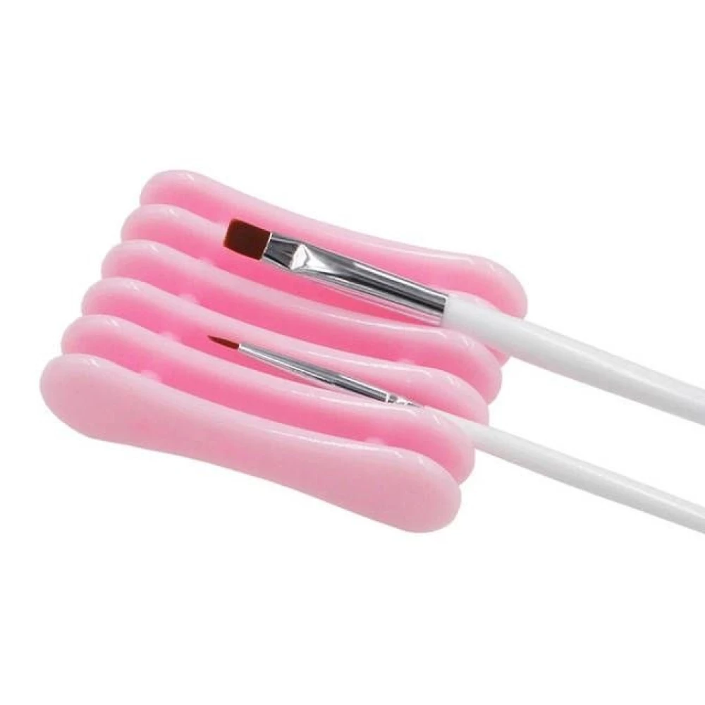 Підставка-тримач для пензлів під час роботи (на 5 секцій), рожева