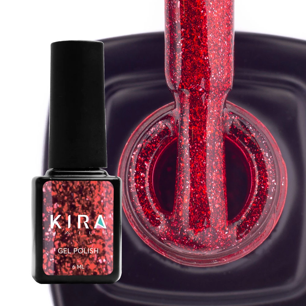 Гель-лак Kira Nails 24 Karat №008 (винний з блискітками), 6 мл