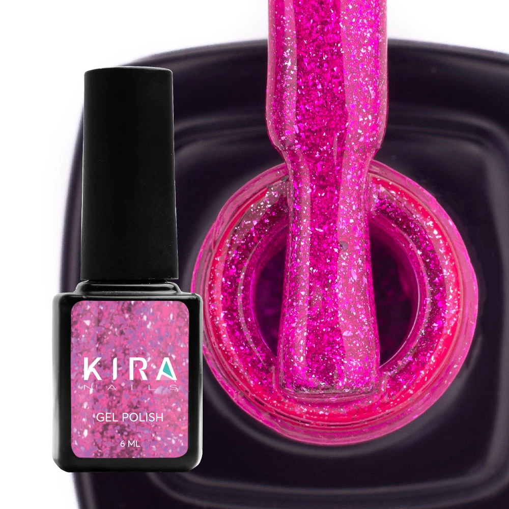 Гель-лак Kira Nails 24 Karat №009 (рожевий з блискітками), 6 мл