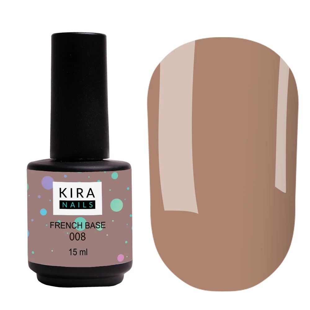 Kira Nails French Base 008 (теплий світло-коричневий), 15 мл