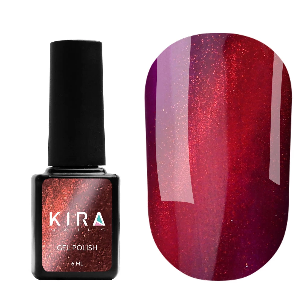 Гель-лак Kira Nails Cat Eye (Котяче око) №003 (червоно-фіолетовий, магнітний), 6 мл
