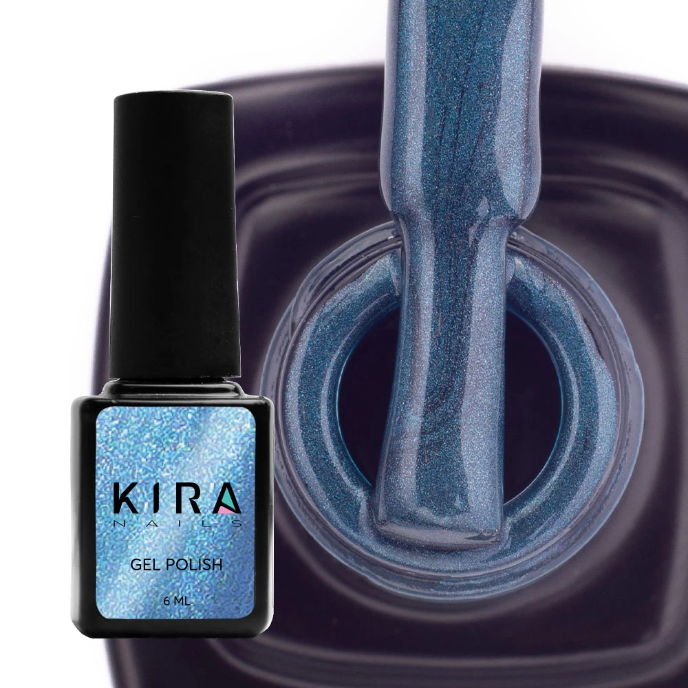 Гель-лак Kira Nails Cat Eye (Котяче око) №007 (смарагдово-синій, магнітний), 6 мл