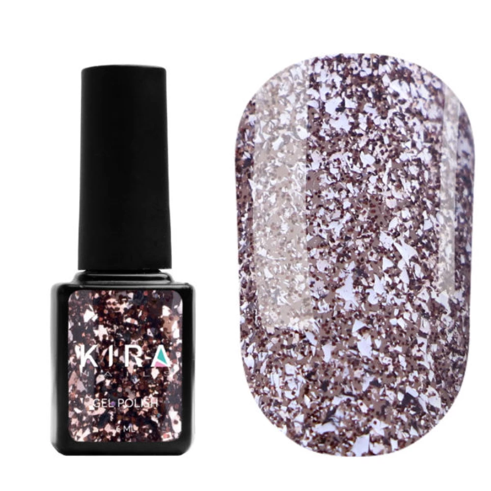 Гель-лак Kira Nails Shine Bright №004 (темное серебро с мелкими красными блестками), 6 мл