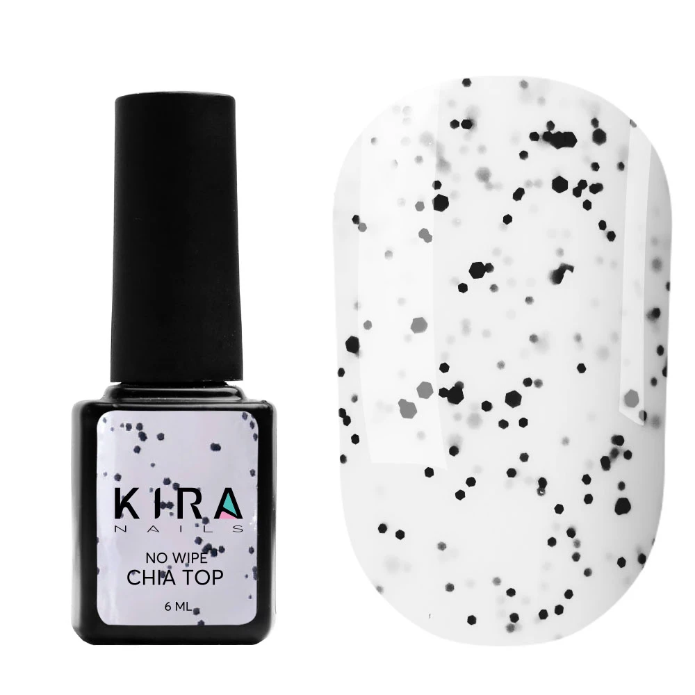 Kira Nails Chia No Wipe Top Coat - Топ для гель-лаку Чіа, без липкого шару, 6 мл