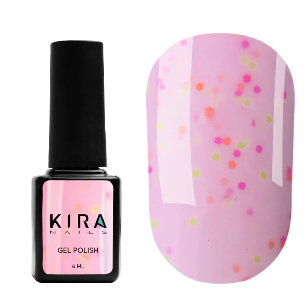 Гель-лак Kira Nails Yoghurt Boom! №008 (малиновый крем с неоновыми блестками, йогурт), 6 мл