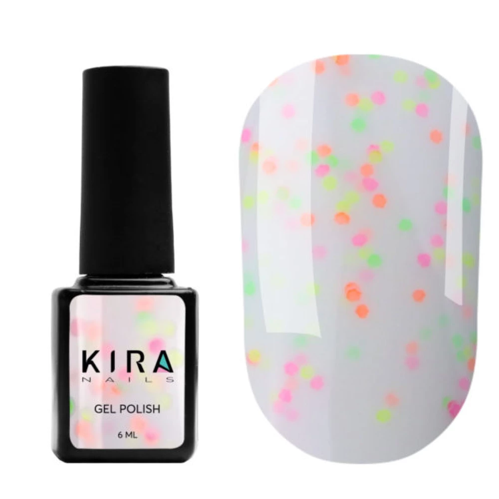 Гель-лак Kira Nails Yoghurt Boom! №001 (помадка ванильная с неоновыми блестками, йогурт), 6 мл