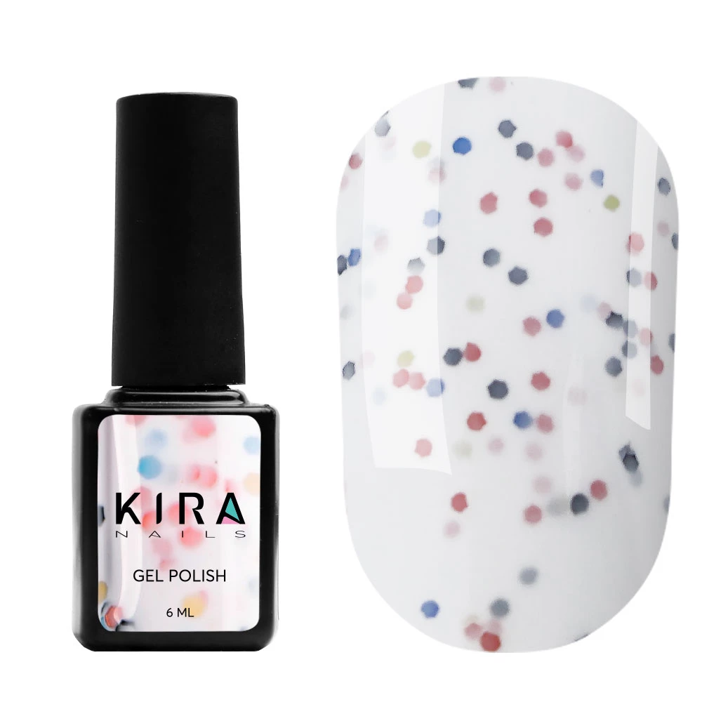 Гель-лак Kira Nails Yoghurt Boom! №002 (біле морозиво з неоновими блискітками, йогурт), 6 мл