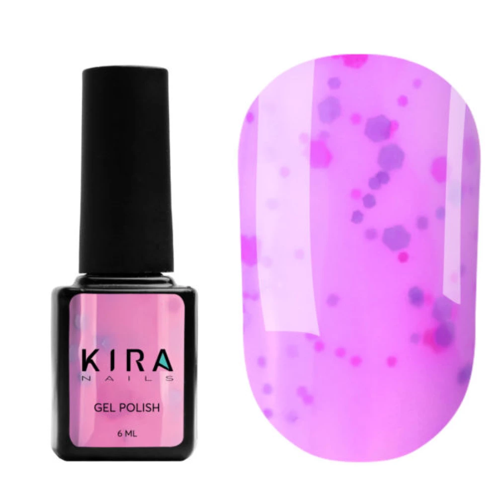 Гель-лак Kira Nails Yoghurt Boom! №011 (полуничний мус з неоновими блискітками, йогурт), 6 мл