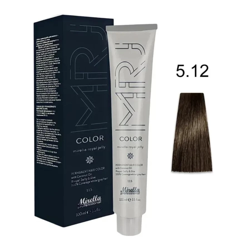 Крем-краска перманентная для волос Mirella Professional MRJ Color - 5.12, светлый шатен пепельно-фиолетовый, 100 мл