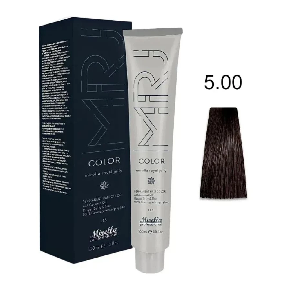 Крем-краска перманентная для волос Mirella Professional MRJ Color - 5.0, светлый шатен, 100 мл