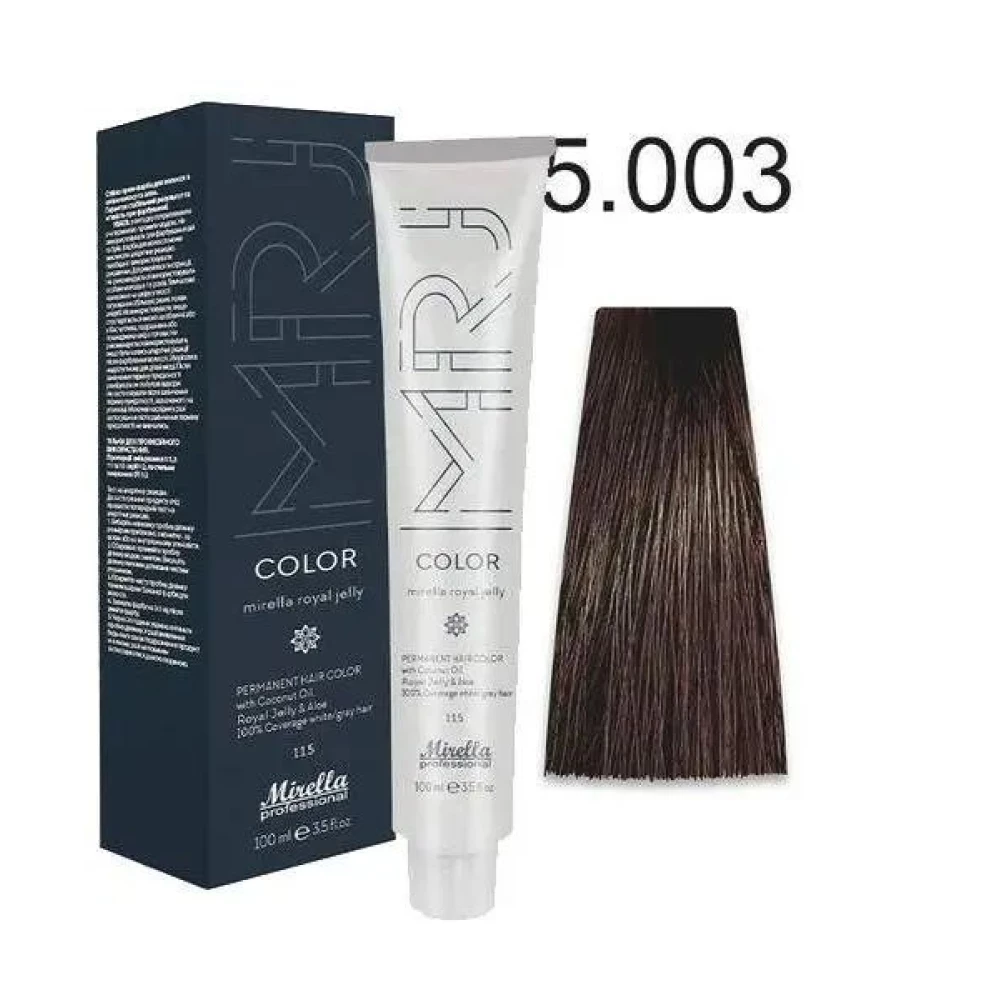Крем-краска перманентная для волос Mirella Professional MRJ Color - 5.003, светлый натуральный шатен золотистый, 100 мл