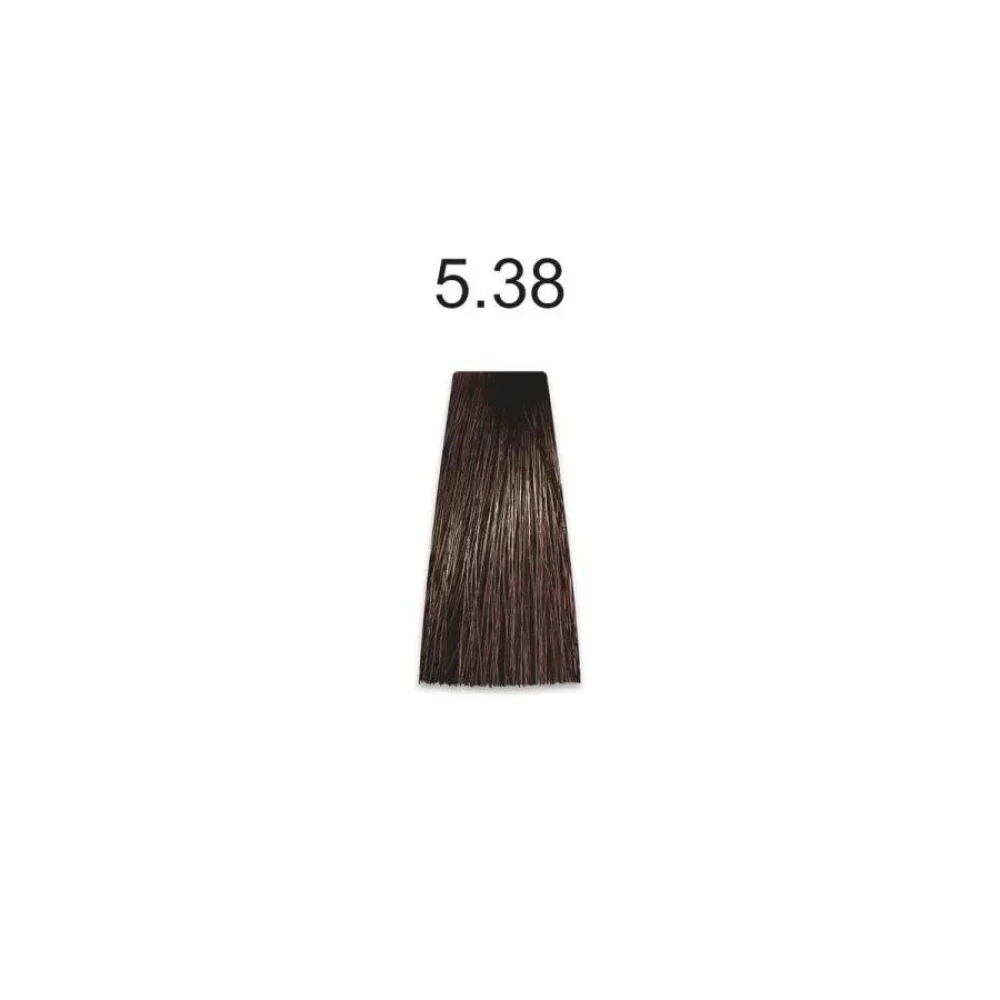 Крем-краска перманентная для волос Mirella Professional MRJ Color - 5.38, светлый шатен золотисто-коричневый, 100 мл.