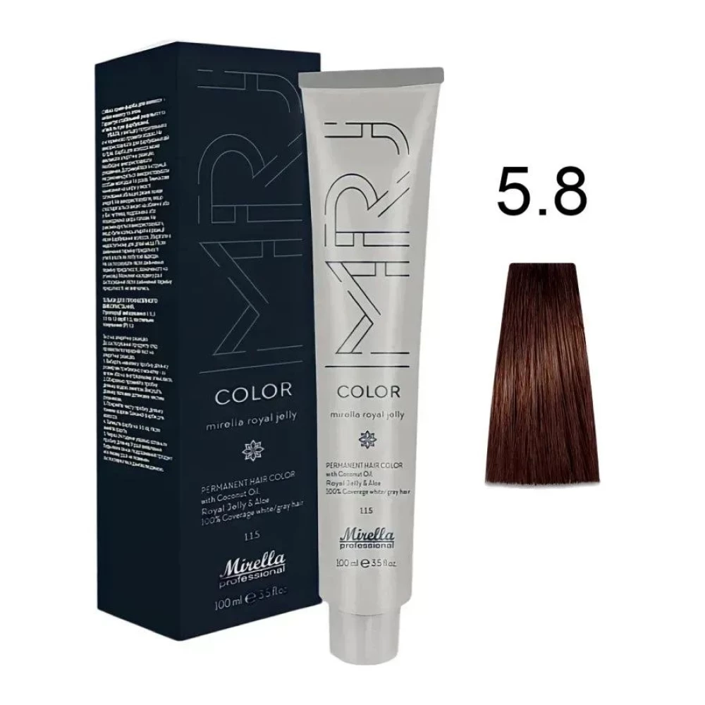 Крем-краска перманентная для волос Mirella Professional MRJ Color - 5.8, светлый коричневый шатен, 100 мл