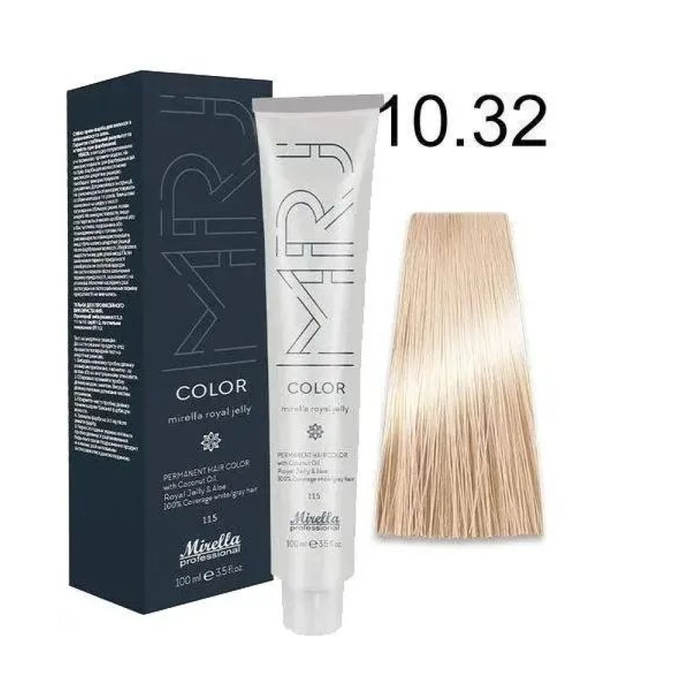 Крем-краска перманентная для волос Mirella Professional MRJ Color – 10.32, платиновый блондин золотисто-фиолетовый, 100 мл