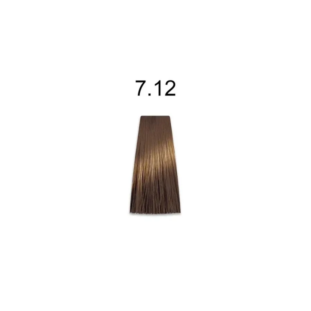Крем-краска перманентная для волос Mirella Professional MRJ Color - 7.12 блондин пепелисто-фиолетовый, 100 мл