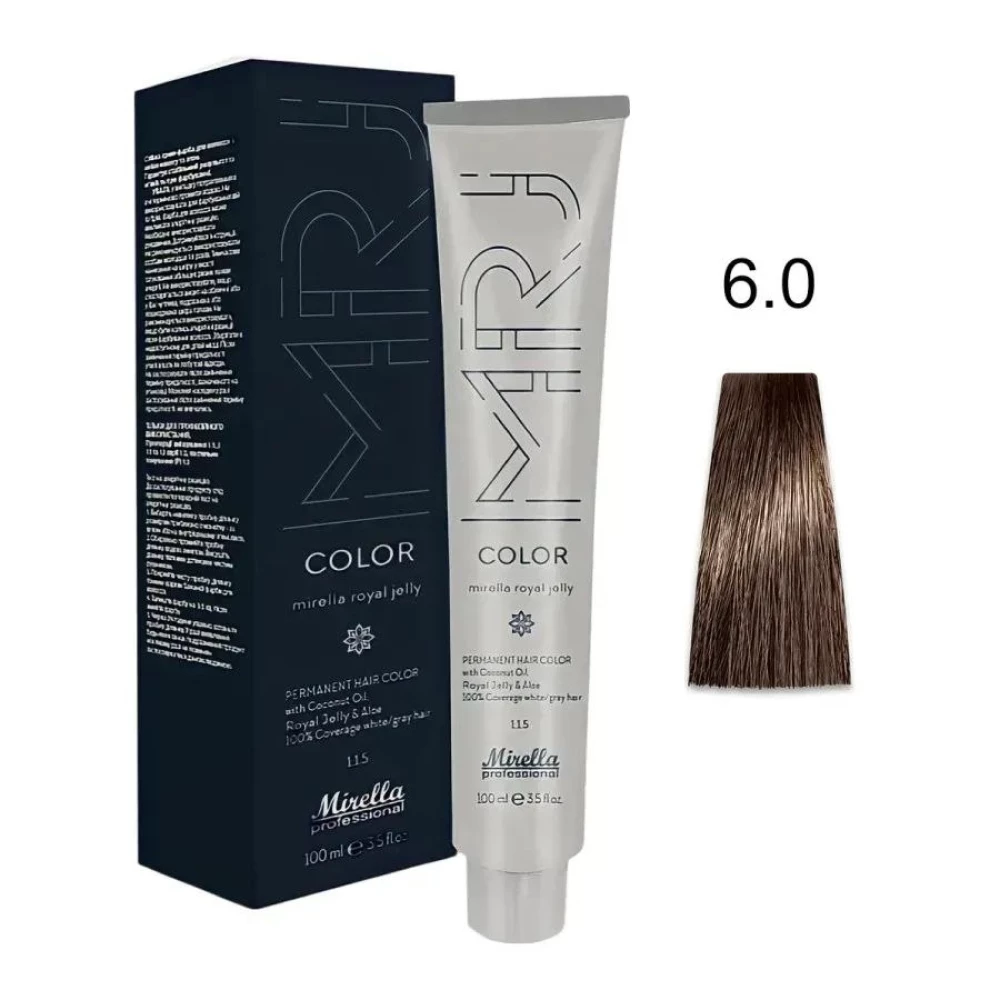 Крем-краска перманентная для волос Mirella Professional MRJ Color – 6.0, темный блондин, 100 мл