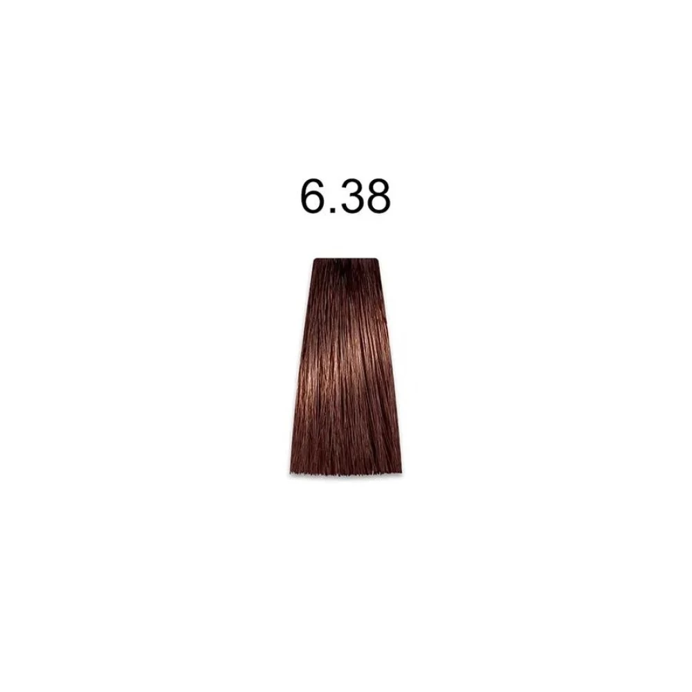 Крем-краска перманентная для волос Mirella Professional MRJ Color – 6.38, темный блондин золотисто-коричневый, 100 мл